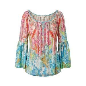 Boston Proper Size XL Multi-Color Paisley Bohemian Peasant Bell Sleeve Top